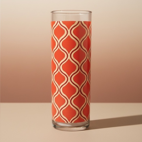 Libbey Other - Vintage Libbey Orange Geometric Glass Vase Mid Century Modern 10”